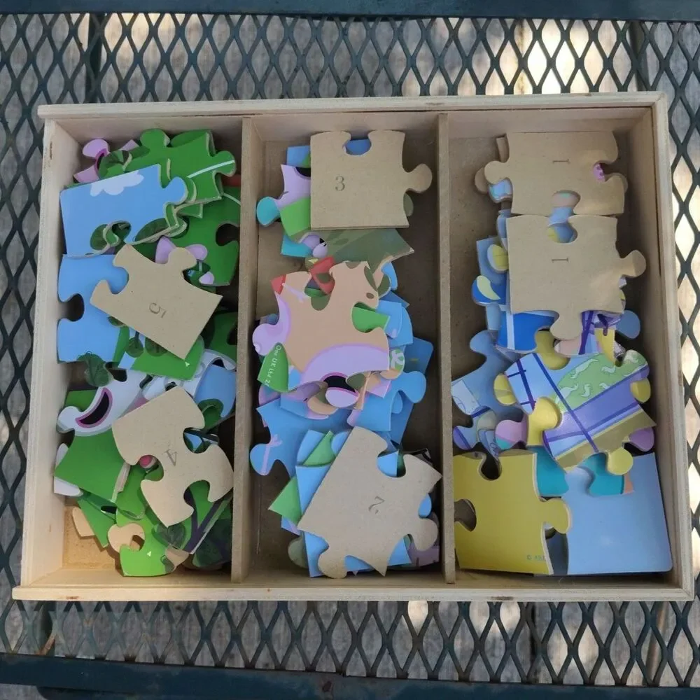 Vintage 2003 Peppa Pig 5 Puzzle Set Wooden Storage Numbered Pieces